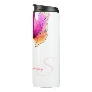 Elegantes abstraktes Aquarell-Blumenmuster individ Thermosbecher