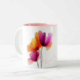 Elegantes abstraktes Aquarell-Blumenmuster individ Zweifarbige Tasse