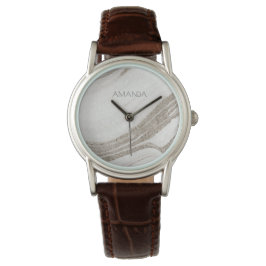 Elegantes Abstraktes Blassgoldenes Marmor Agate Armbanduhr