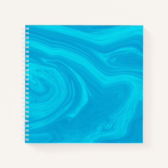 Elegantes Abstraktes blaues Flüssig-Marmor Artwork Notizbuch (Vorderseite)