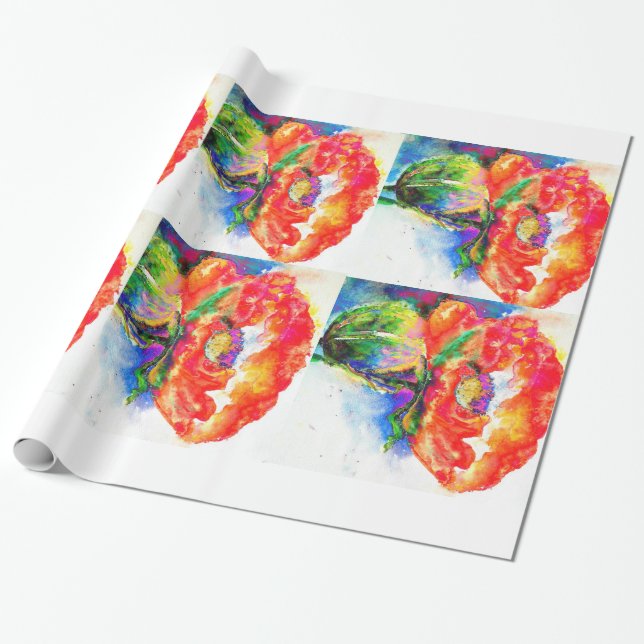 Elegantes abstraktes Blumengemälde Geschenkpapier (Ungerollt)