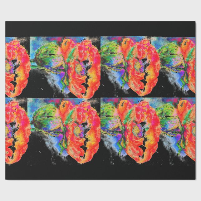 Elegantes abstraktes Blumengemälde Geschenkpapier (Saum)
