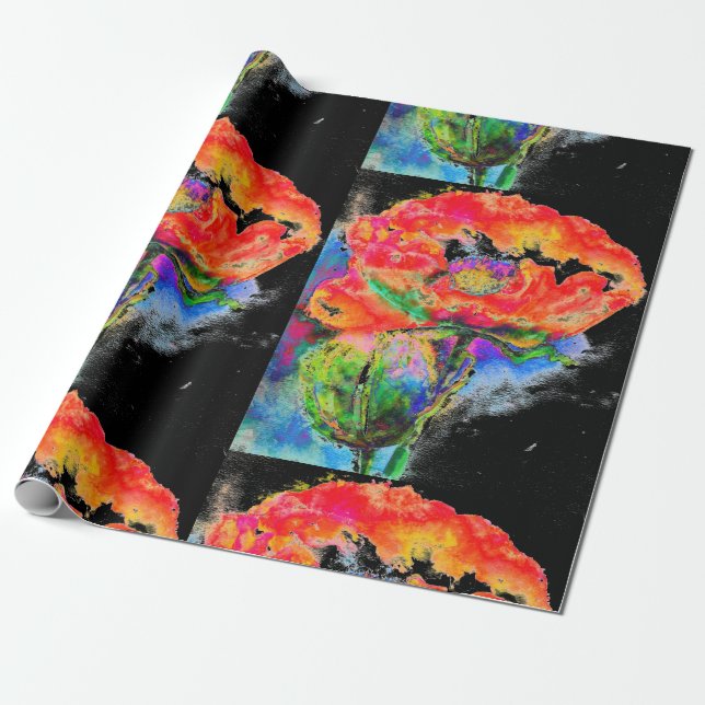 Elegantes abstraktes Blumengemälde Geschenkpapier (Ungerollt)