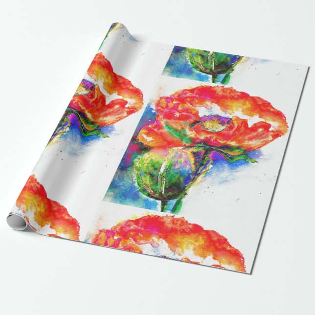 Elegantes abstraktes Blumengemälde Geschenkpapier (Ungerollt)