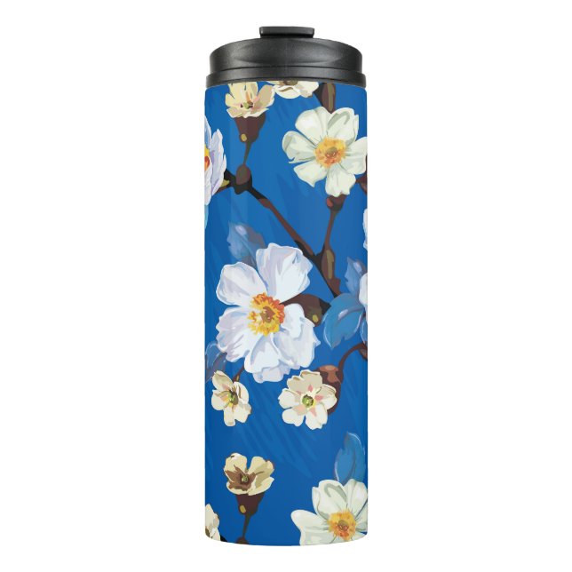 Elegantes abstraktes Blumenmuster Thermosbecher (Vorderseite)