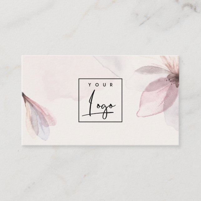 Elegantes Abstraktes Blush-Wasserfarben-Logo Visitenkarte (Vorderseite)