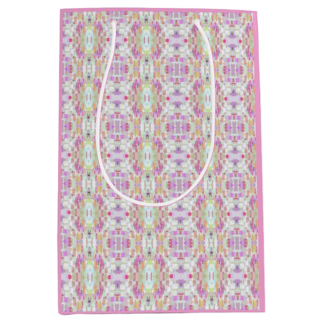 Elegantes Abstraktes Boho Muster Kunst, Pastellros Mittlere Geschenktüte (Vorderseite)