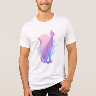 Elegantes abstraktes Gradient Katzen-Design Tri-Blend Shirt
