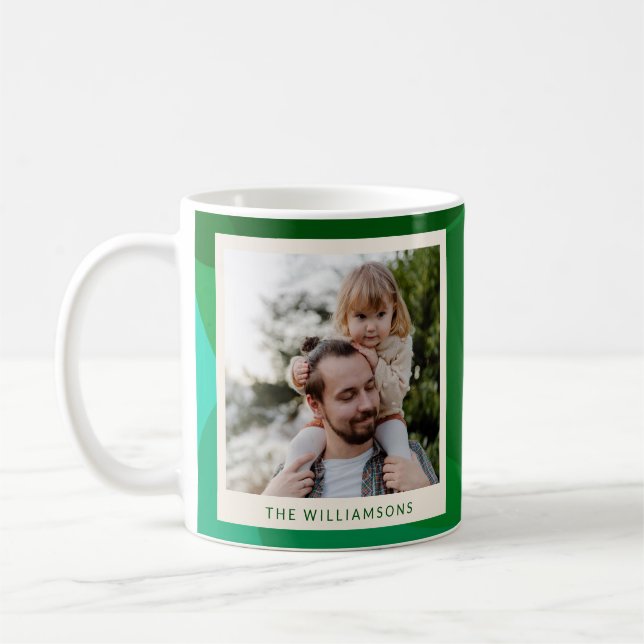 Elegantes Abstraktes grünes Foto Feierliche Weihna Kaffeetasse (Links)