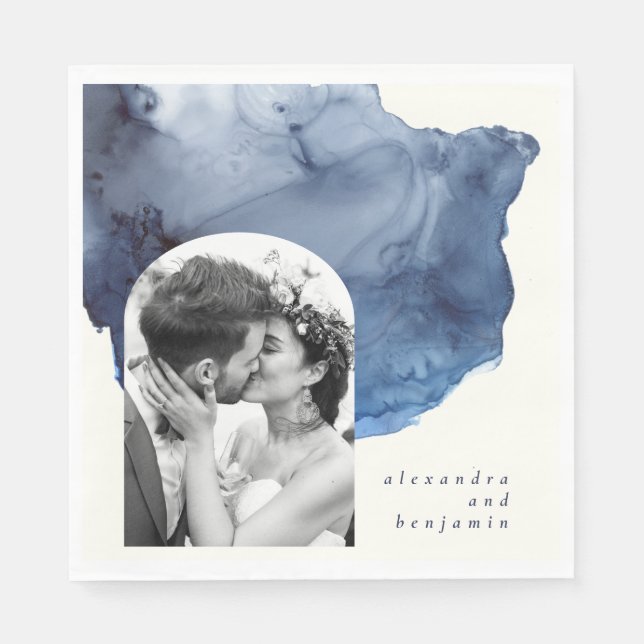 Elegantes Abstraktes Hochzeitsstil-Foto Serviette (Vorderseite)