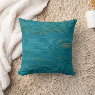 Elegantes Abstraktes Holzkorn Textur Aquamarin bla Kissen
