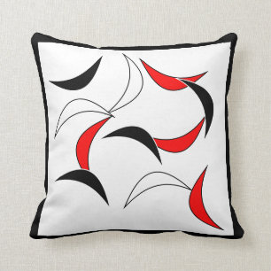 Elegantes Abstraktes Muster in Rot, Schwarz und We Kissen