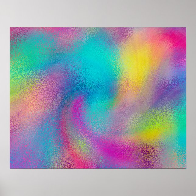 Elegantes Abstraktes Rainbow Glitzer Artwork Poster (Vorne)