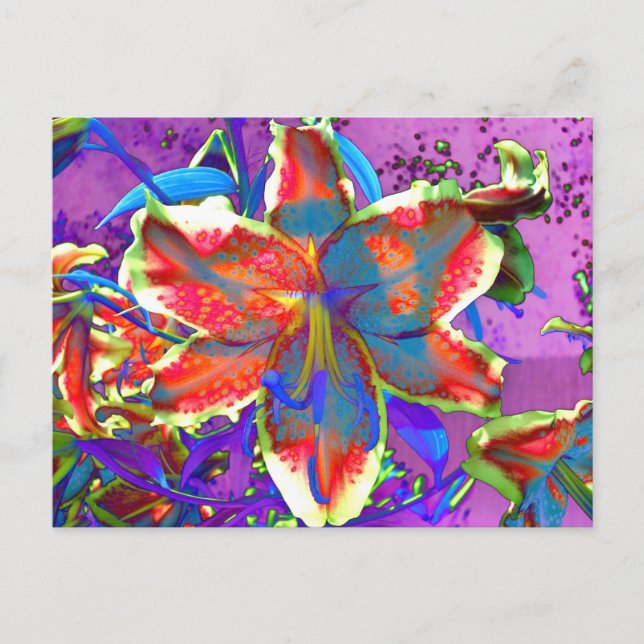 Elegantes abstraktes Retro-Rot-Blau-Aquarell Postkarte (Vorderseite)