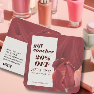 Elegantes Abstraktes, rotes Muster Nail Makeup Rabattkarte