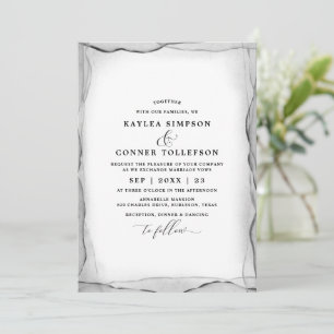 Elegantes Abstraktes Schwarz-Weiß-Hochzeitswasser Einladung