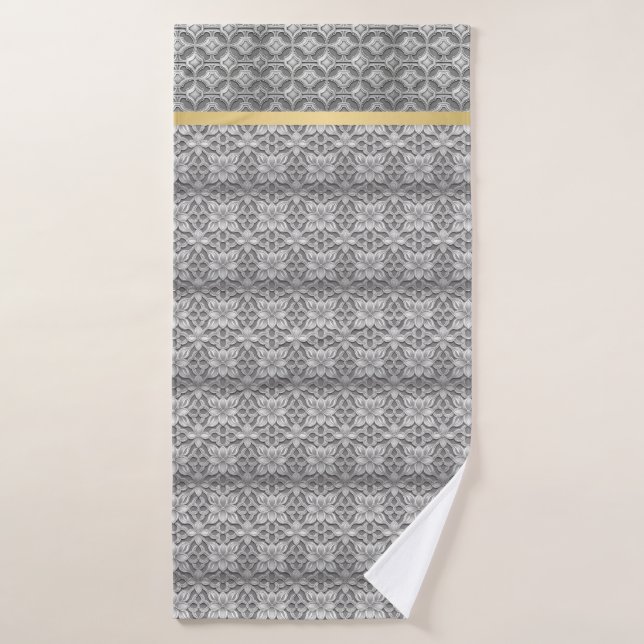 Elegantes Abstraktes Set für Grau und Gold (Badehandtuch)