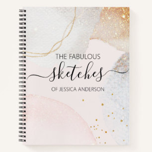 Elegantes abstraktes Sketchbook rot pink dein Name Notizbuch