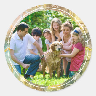 Elegantes, Abstraktes und familienspezifisches Fot Runder Aufkleber