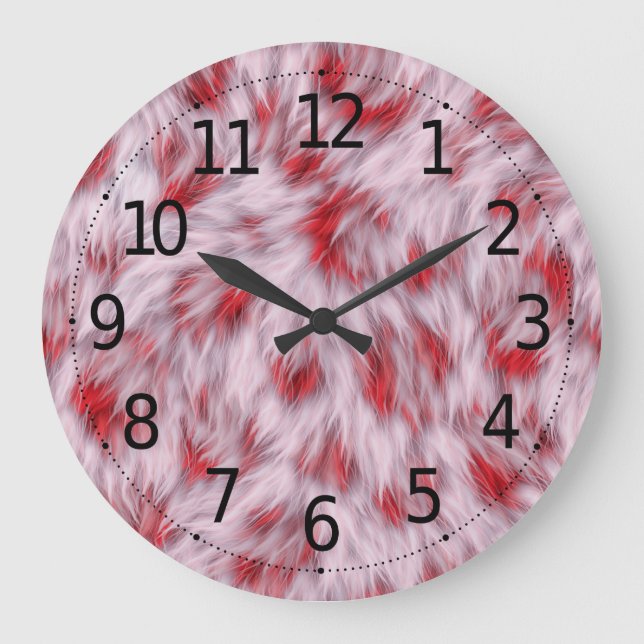 Elegantes, Abstraktes, weiche Fluffy-Fur-Muster | Große Wanduhr (Vorderseite)