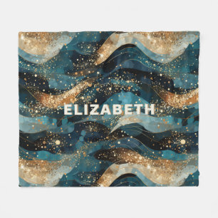 Elegantes abstraktes Winter-Marine-Gold-Glitter Fleecedecke