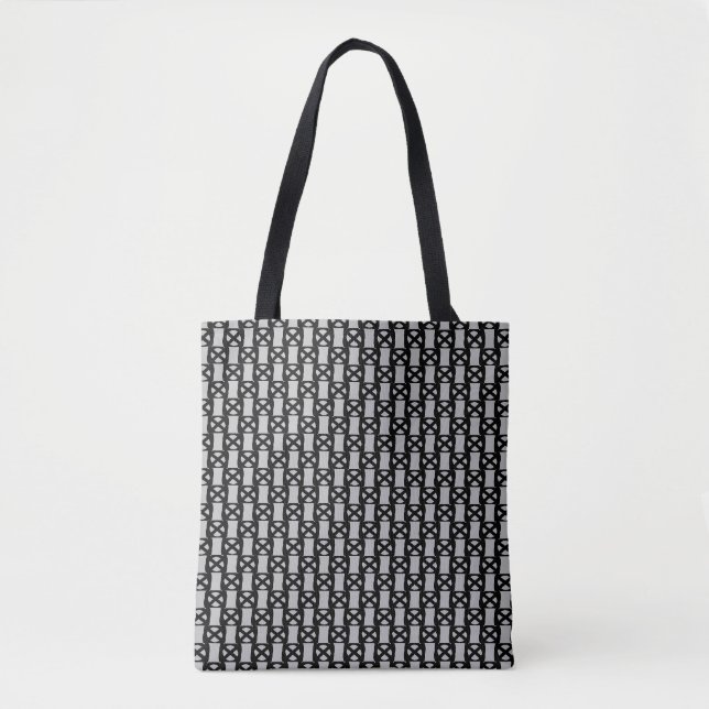 Elegantes Abstraktes Zirkelmuster auf Grau Tasche (Vorderseite)