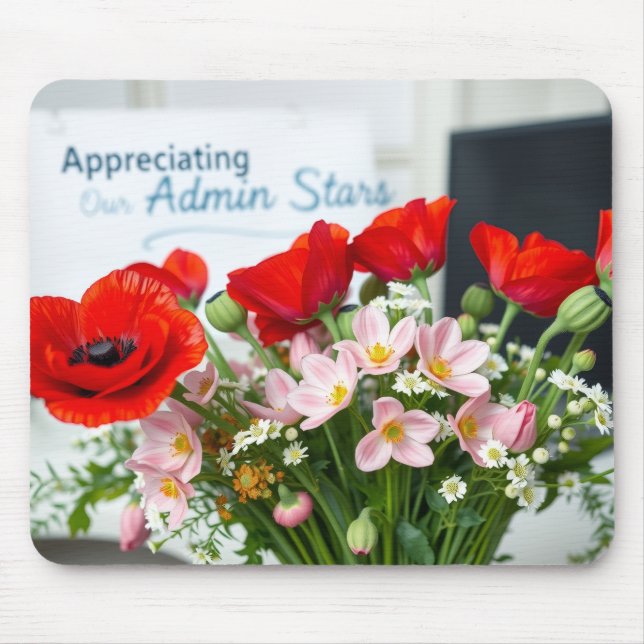 Elegantes Admin-Tag-Blumen-Dankeschön-Design Mousepad (Vorne)