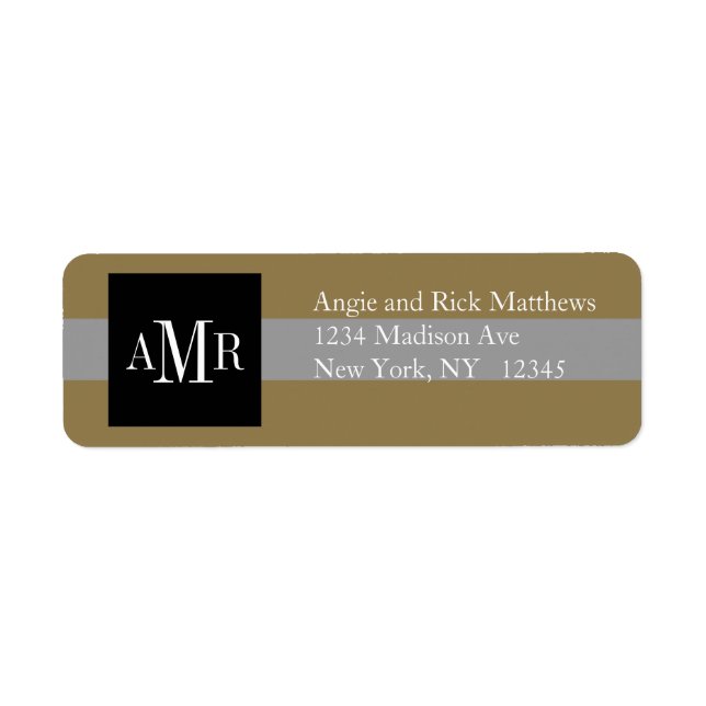 Elegantes Adressetikett Drei Monogramme Hochzeiten (Vorne)