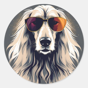 Elegantes afghanisches Hound Runder Aufkleber