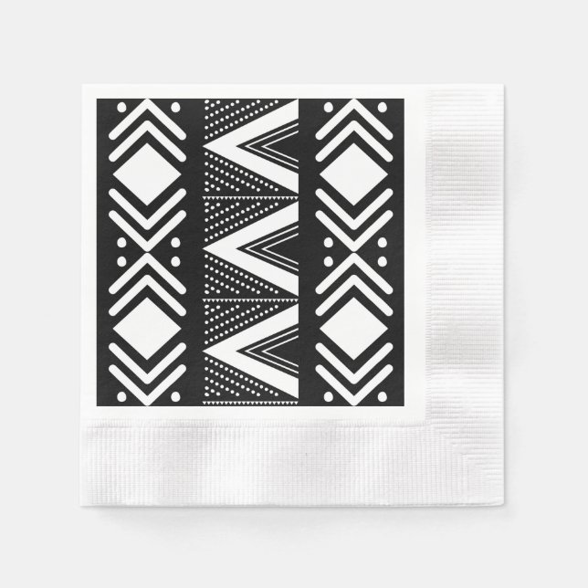Elegantes afrikanisches Bogolan Designpapier Napki Serviette (Vorderseite)