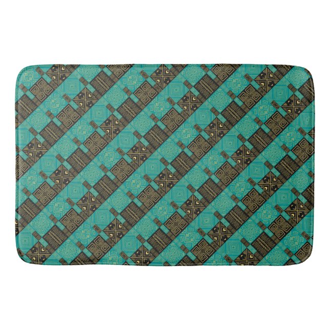 Elegantes Afrikanisches Tribal Geometrisches Muste Badematte (Vorderseite)