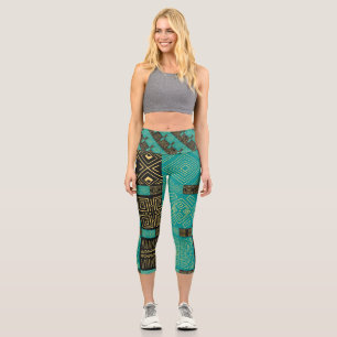 Elegantes Afrikanisches Tribal Geometrisches Muste Capri Leggings
