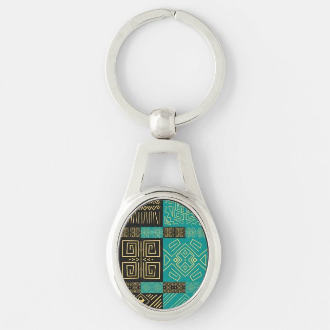 Elegantes Afrikanisches Tribal Geometrisches Muste Schlüsselanhänger (Vorderseite)