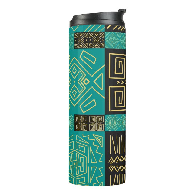 Elegantes Afrikanisches Tribal Geometrisches Muste Thermosbecher (Nach links gedreht)