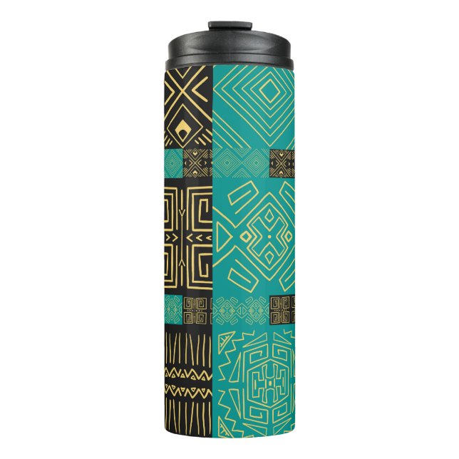 Elegantes Afrikanisches Tribal Geometrisches Muste Thermosbecher (Vorderseite)