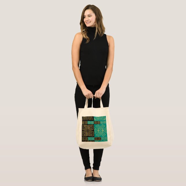 Elegantes Afrikanisches Tribal Geometrisches Muste Tragetasche (Vorderseite (Model))