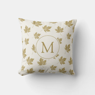 Elegantes Ahorn-Blätter Muster mit Monogramm. Kissen