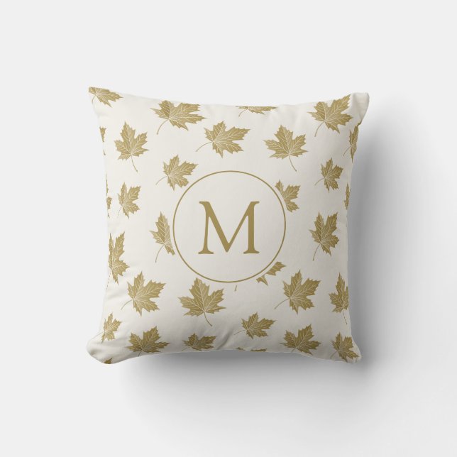 Elegantes Ahorn-Blätter Muster mit Monogramm. Kissen (Vorderseite)