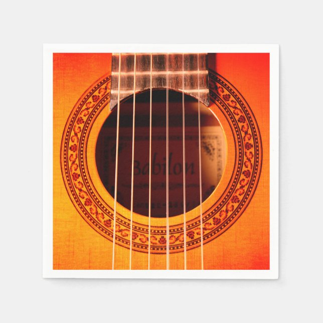 Elegantes Akustikgitarrenmusikpapier Napkin Serviette (Vorderseite)