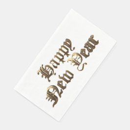 Elegantes altenglisches Lettern glücklich Neues Ja Serviette