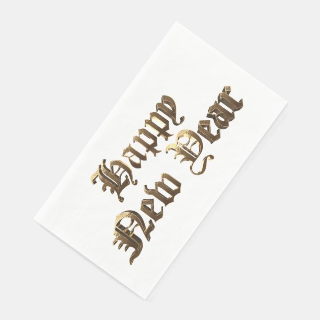 Elegantes altenglisches Lettern glücklich Neues Ja Serviette (Ecke)