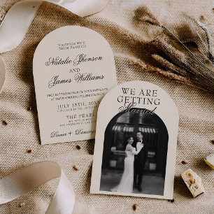 Elegantes altes Geld Retro-Foto gebogene Hochzeit Einladung