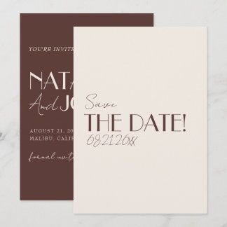 Elegantes, altes Geld Schokoladenbraun Retro-Hochz Save The Date