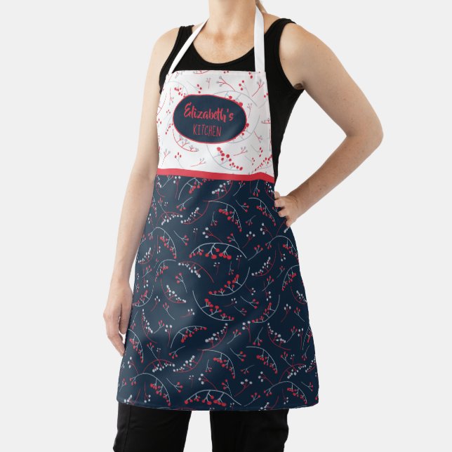 Elegantes ambulantes, grau-blaues Beerenmuster Schürze (InSitu)