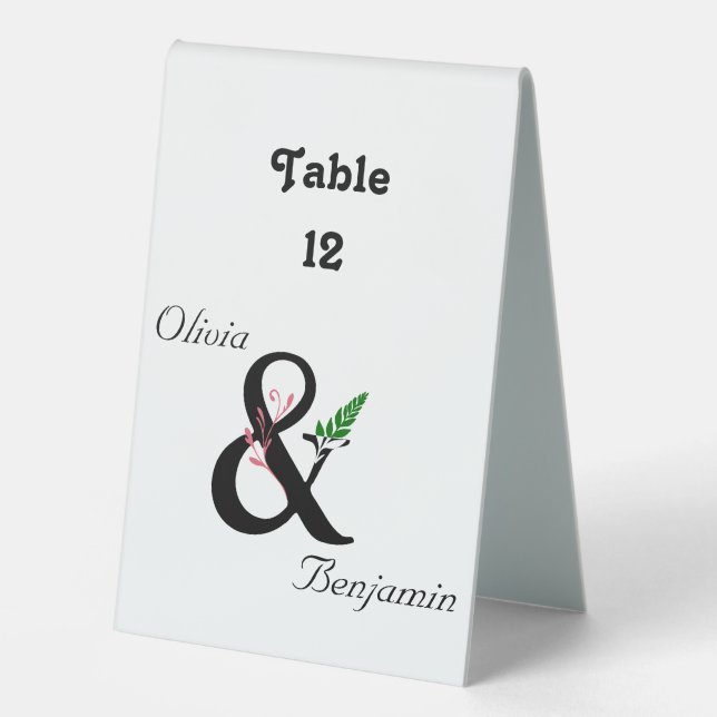 Elegantes Ampersand Tafelzelt Tischaufsteller (Vorderseite)