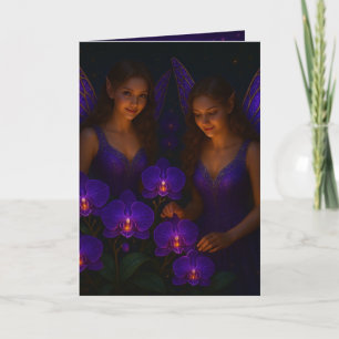 Elegantes An dich denken Purpur-Orchideenfee Karte