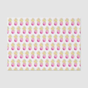 Elegantes Ananas Muster in Pinks und Gold Seidenpapier