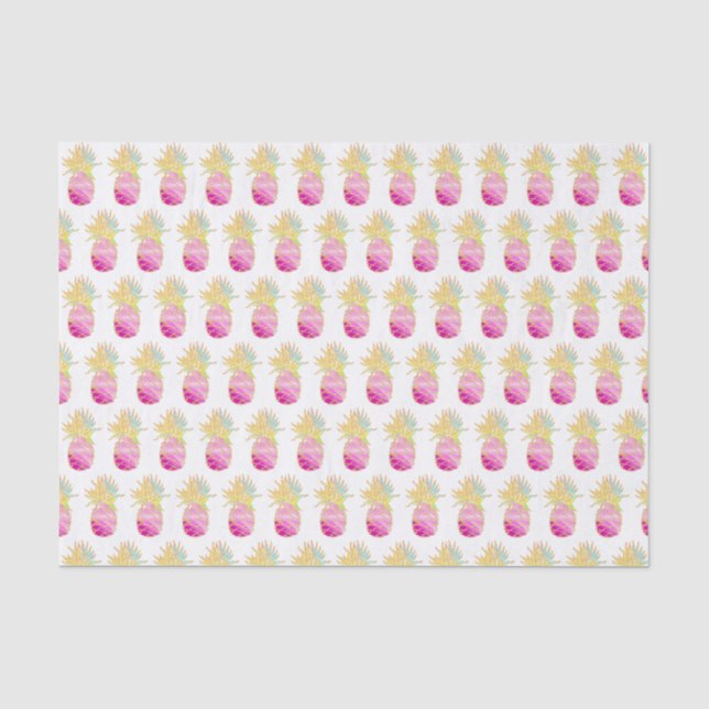 Elegantes Ananas Muster in Pinks und Gold Seidenpapier (Vorderseite)