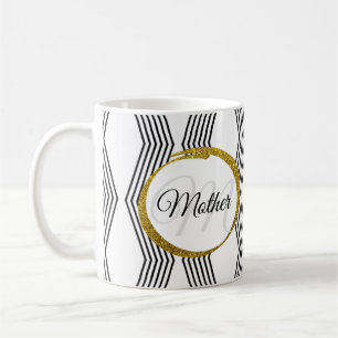 Elegantes Anfangsbuchstaben Monogramm  Schwarz und Kaffeetasse
