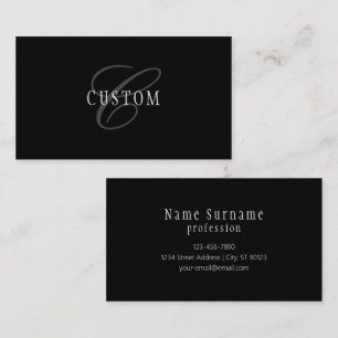 Elegantes anpassbares Monogramm Schwarz Grau Wei Visitenkarte
